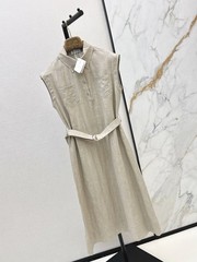 Brunello Cucinelli&rsquo;s latest Spring/Summer Italian minimalist long linen dress
