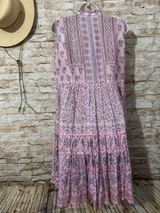 Bella Tu Pink & Blue Print Sleeveless Layered Ruffle Cottagecore Dress Women’s M
