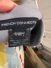French Connection 2 Blue Solid Sheath Dress Sleeveless V-Neck Knee Length Zip