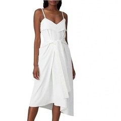 Colovos White Strappy Tie Waist Midi Dress | Size 4 | Designer $625 Retail