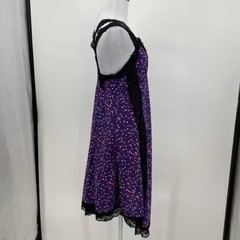 KOCHE Collective Slip Dress Womens Sz 36 8 Purple Black Lace Trim Slit Dot