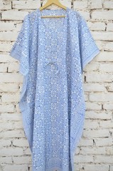 TARRIF FREE✅0% CHARGE 100% Cotton Hand Block Print Long Kaftan Dress KF-135*