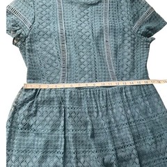 Coquette Romantic Old Money Francesca&rsquo;s Blue Lace Zip Back High Neck Size Large