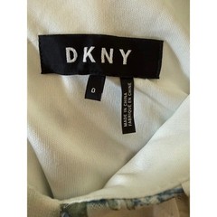 DKNY White Blue Floral Ruffle V-Neck Midi Dress Size 0 Burnout Flutter Sleeve