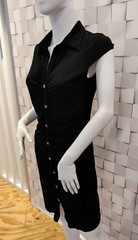 Vintage Black Y2K 00s 90s Ruched Jewel button ruched cap sleeved wig Dress 12 uk