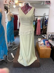 Cassandra Stone Sage Mother Evening Dress Wide Shoulder Sleeveless size 12