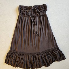 Vintage Y2K Juicy Couture Strapless Babydoll Dress Chocolate Brown Made USA