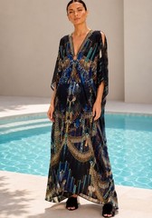 Camilla Split Sleeve Kaftan With Hardware Dress One Size Dripping In Deco $699