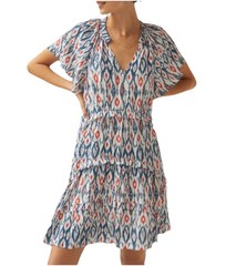 By Anthropologie Robin Tiered Mini Dress Abstract Print Boho Women&rsquo;s Sz XSP