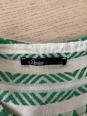 Devotion Green and White Embroidered Cotton Tunic Dress Bell Sleeve Greek Boho