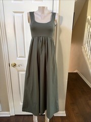 NWT J. Crew Olive Green Scoop Neck Midi Dress, XSP