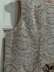 Eliza J Embellished Metallic Jacquard Fit & Flare Dress in Champagne Rose Gold