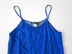 Vintage In Gear 100% Rayon Blue Green Palm Tree Floral Tank Slip Sun Dress Small