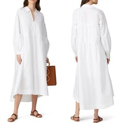 JUST FEMALE Brandy Dress Women XS White Poplin Shift Organic Cotton Long Sleeve