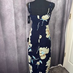 NWT Size Small LuLus Navy Blue Floral Sleeveless Surplice Midi Dress Slit Ruched