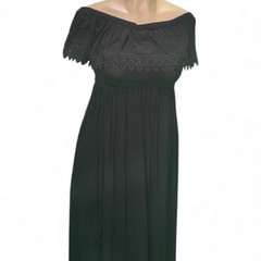 Boutique Dress: Women&rsquo;s Black Off Shoulder Flowy Floor Length Maxi Dress NWT