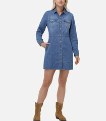 Frye Women&rsquo;s Denim Long Sleeve Dress Size M Medium Wash Cute W/Boots NWT