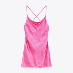 ZARA Jacquard Slip Dress • Pink Animal Print • Open Back • XS • y2k • Baddie •