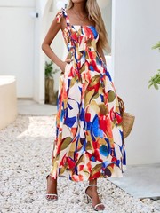 PRETTYGARDEN Womens Summer Dresses Floral Sleeveless Smocked Maxi Dress Boho