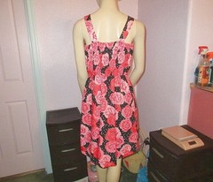 Vtg 50s Style Floral Dress Size M Swing Fit & Flare Polka Dot Rockabilly Tradwif