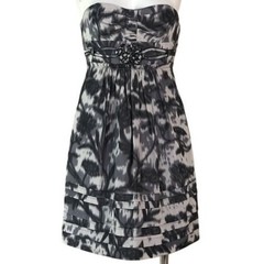 BCBGMAXAZRIA BLACK & GREY STRAPLESS COCKTAIL DRESS