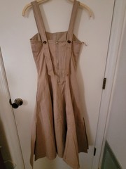 Esprit Structured Square Neck Fit & Flare Midi Dress Beige Sz Sm Cottagecore NWT