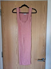 Oh Polly pink midi square neck bodycon dress