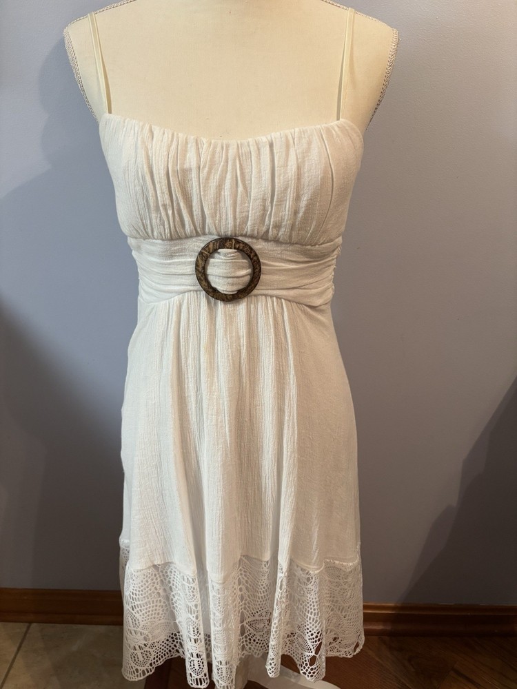 Sapphire Dolls Cotton Lace Dress Adjustable Straps Empire Waist Sz 5 EUC Bra