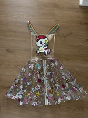 Dolls Kill x tokidoki Glitter Parade Clear PVC Overall Mini Dress S