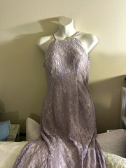 Nightway Adrianna Papell Gown Size 6 Lavender Lace Glitter Mermaid Formal Dress