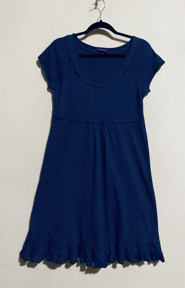 Fresh Produce Dress Womens XS Blue Scoop Neck Cap Sleeve Ruffle Hem Beachy Boho