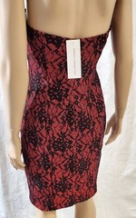 French Connection Gothic Lace Sheath Dress Red Black Strapless Sz. 8 NWT $258