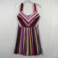 As U Wish Mini Dress Womens Small Striped V-Neck Cut Out Back Party Beach