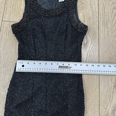 VTG Laurence Kazar Size S 100% Silk Black Beaded Gown Dress Back Slit