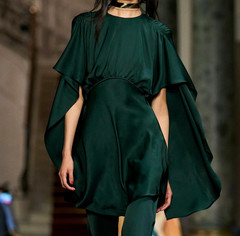 Zimmermann Eden Cape-Effect Ruched Satin-Twill Mini Dress Bottle Green US 2P NWT