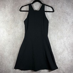Athleta Conscious Dress Womens Small Petite Black Dress Fit Flare Pockets Active