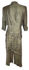 90s Y2k Womens Gold Rhinestone Ruffle Ruched Formal Evening Dress Sz 14P
