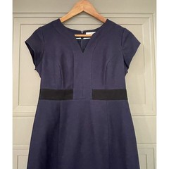 Boden Navy Blue Tapestry Sheath Dress 6 p petite 6p