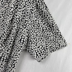 Things Between Black White Floral Button Up Tie-Back Dress Sz XXXL Maxi Cottage
