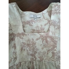 Joie Linen Mini Dress S Small Toile Puff Sleeve Cottagecore Summer Rose Cream