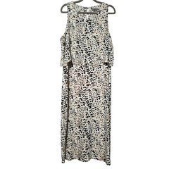 Vince Camuto Women&rsquo;s XL Leopard Print Cold Shoulder Maxi Dress Tiered Layered