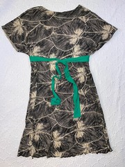 Anthropologie Maple Size Small 100% Silk fan leaf print dress Tan And Green