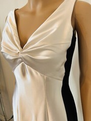 VTG JESSICA MCCLINTOCK White/Black Criss Cross Back Evening Gown Maxi Dress Sz 6