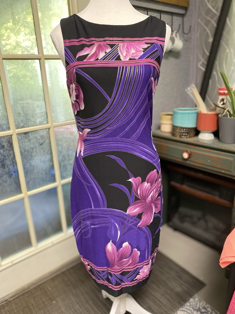 Cache Vintage 90s Y2K New With Tags Floral Bodycon Dress Size 6 (k)