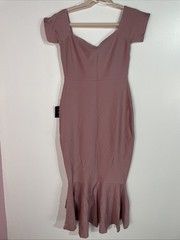 Lulus Dress M Pink How Much I Care Midi Trumpet Mermaid Romantic Feminine Classy