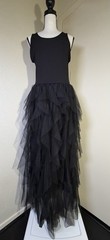 Lark + Grey NWT Black Tiered Tulle Sleeveless Maxi Dress Sz L Whimsigoth Vampy
