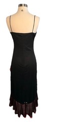 VTG Y2K Black Red Beaded Salsa Ruffle Goth Vamp Prom Formal Dress Gown Medium
