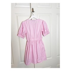 MINKPINK Lora Pink Mini Dress Empire Waist Puff Sleeve Cotton Sz M