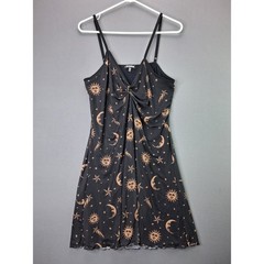 Horoscopez Dolls Kill Celestial Mesh Mini Dress 2X Black Gold Sun Moon Stars