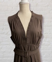 Scanlan & Theodore Womens Cotton Sleeveless Brown Lined Dress Size 12